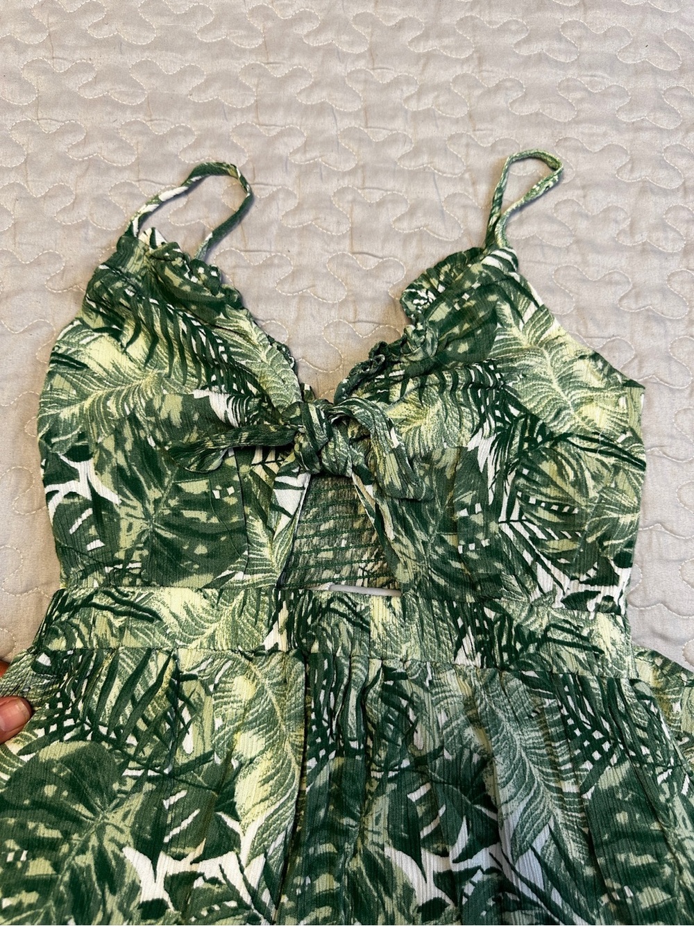 Green Tropical Print Dress